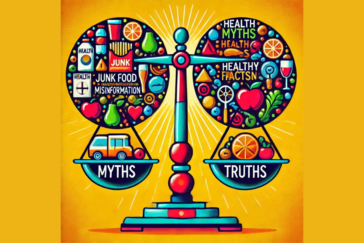 A balance comparing myths and truths about health.